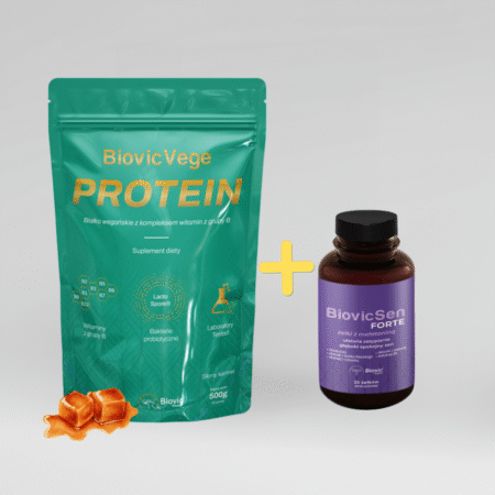 Zestaw Biovic Vege Protein 500g + żelki z melatoniną