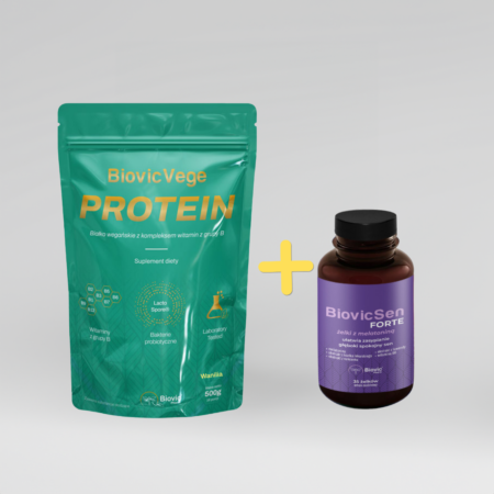 Zestaw Biovic Vege Protein 500g + żelki z melatoniną